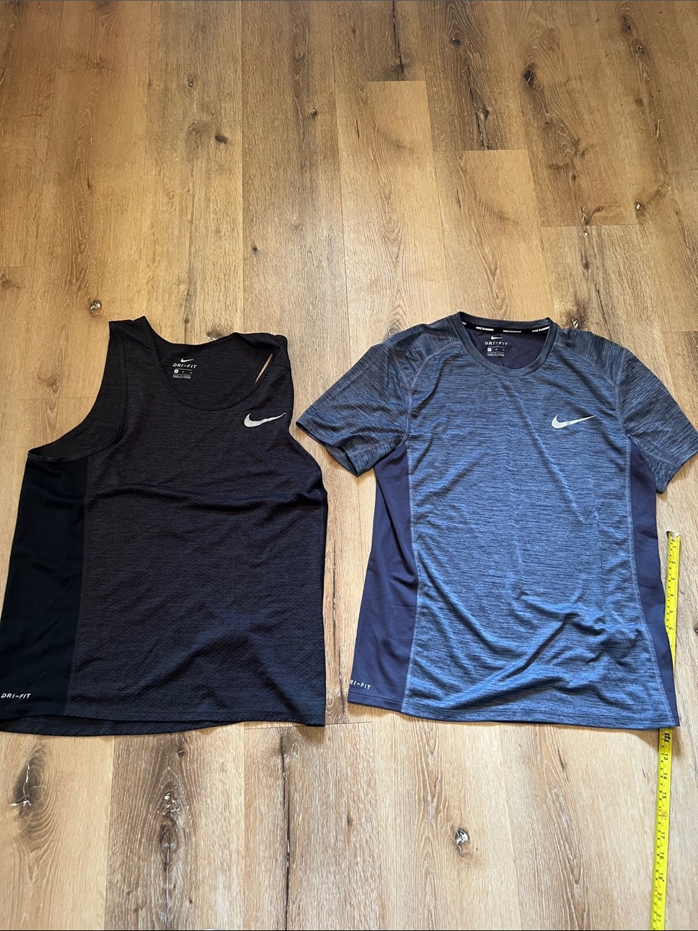 Nike Men’s Dark Grey Tank Top and Grey Blue Heather Short-Sleeve Tee MEDIUM